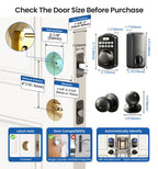 Veise KS01C Keyless Entry Deadbolt Door Lock with Knobs, Matte Black