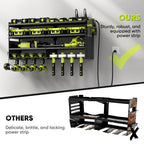 Large Power Tool Organizer Wall Mount with Charging Station,4 Layer Heavy Duty Metal Tool Storage Rack Loads 600lbs with 8 Cordless Drill Holder