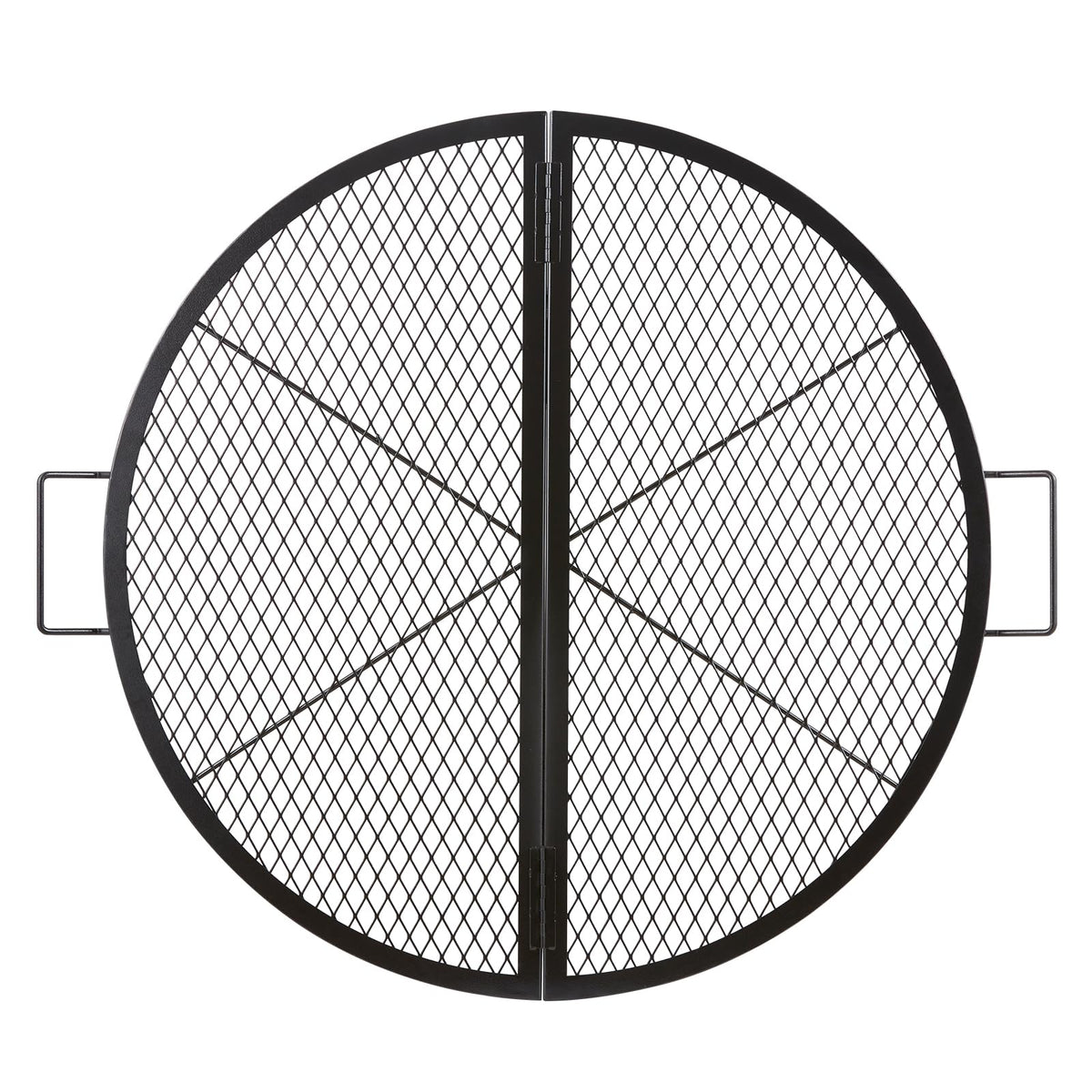 VEVOR X-Marks Fire Pit Grill Grate, Foldable Round Cooking Grate, Heavy Duty Steel Campfire BBQ Grill Grid with Handle and Support X Wire, Portable