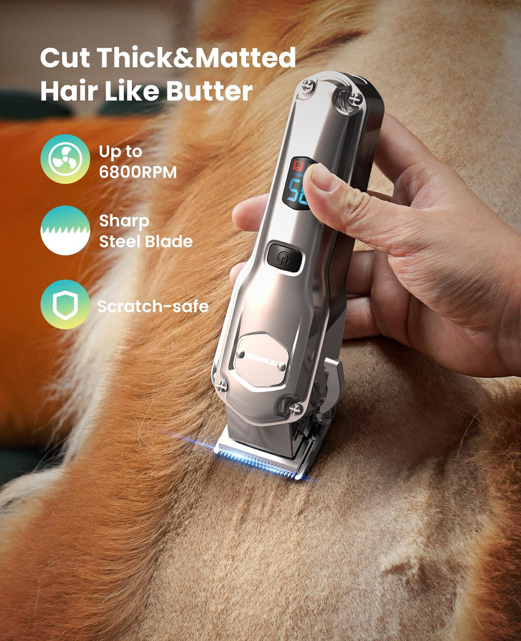 oneisall Dog Clippers for Grooming Thick/Matted Hair, 4-in-1 Grooming Kit