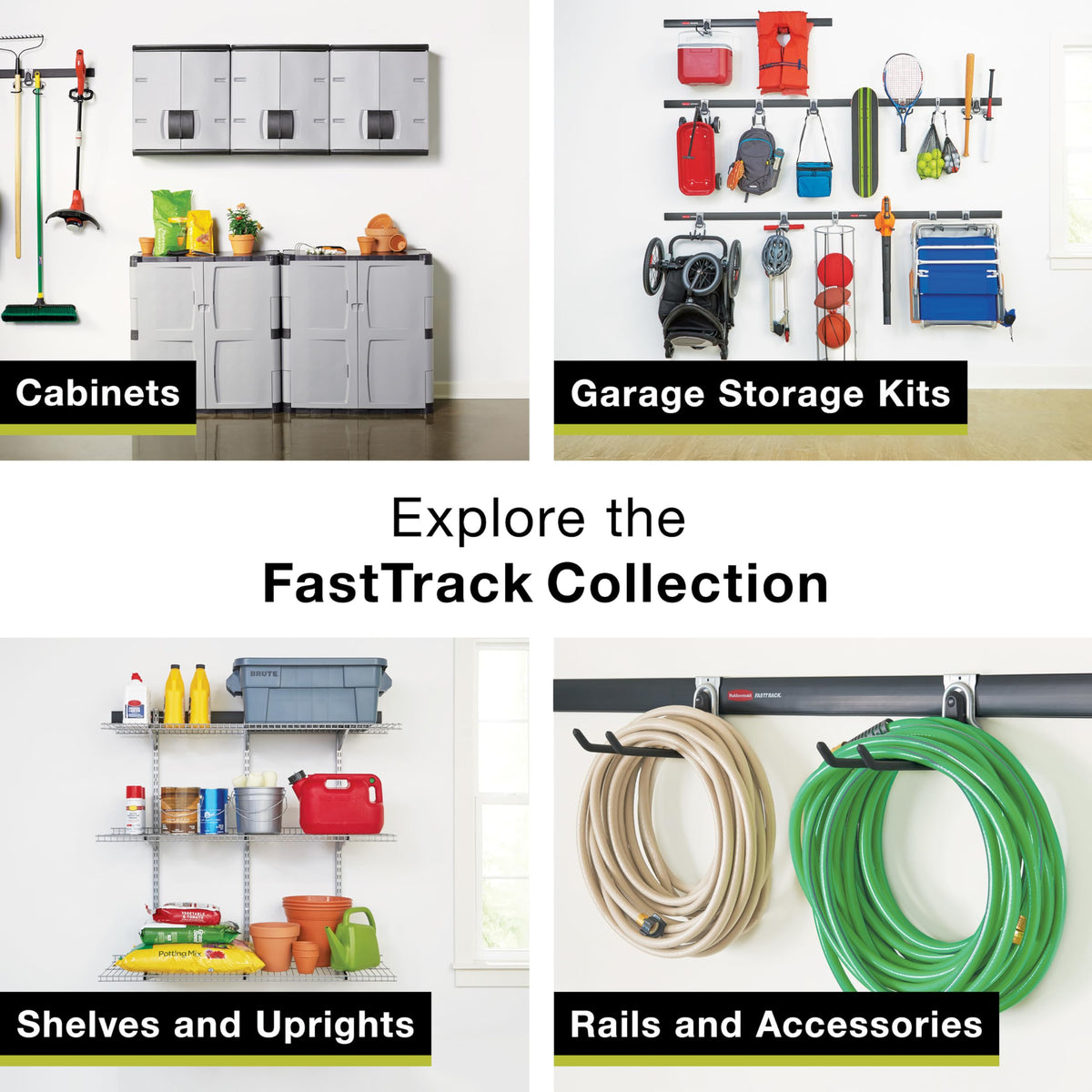 Rubbermaid Fasttrack Wall Mounted Storage and Organization System Rail Horizontal 48" 2-Pack Holds up to 1750 pounds Each Rail for Home/Garage