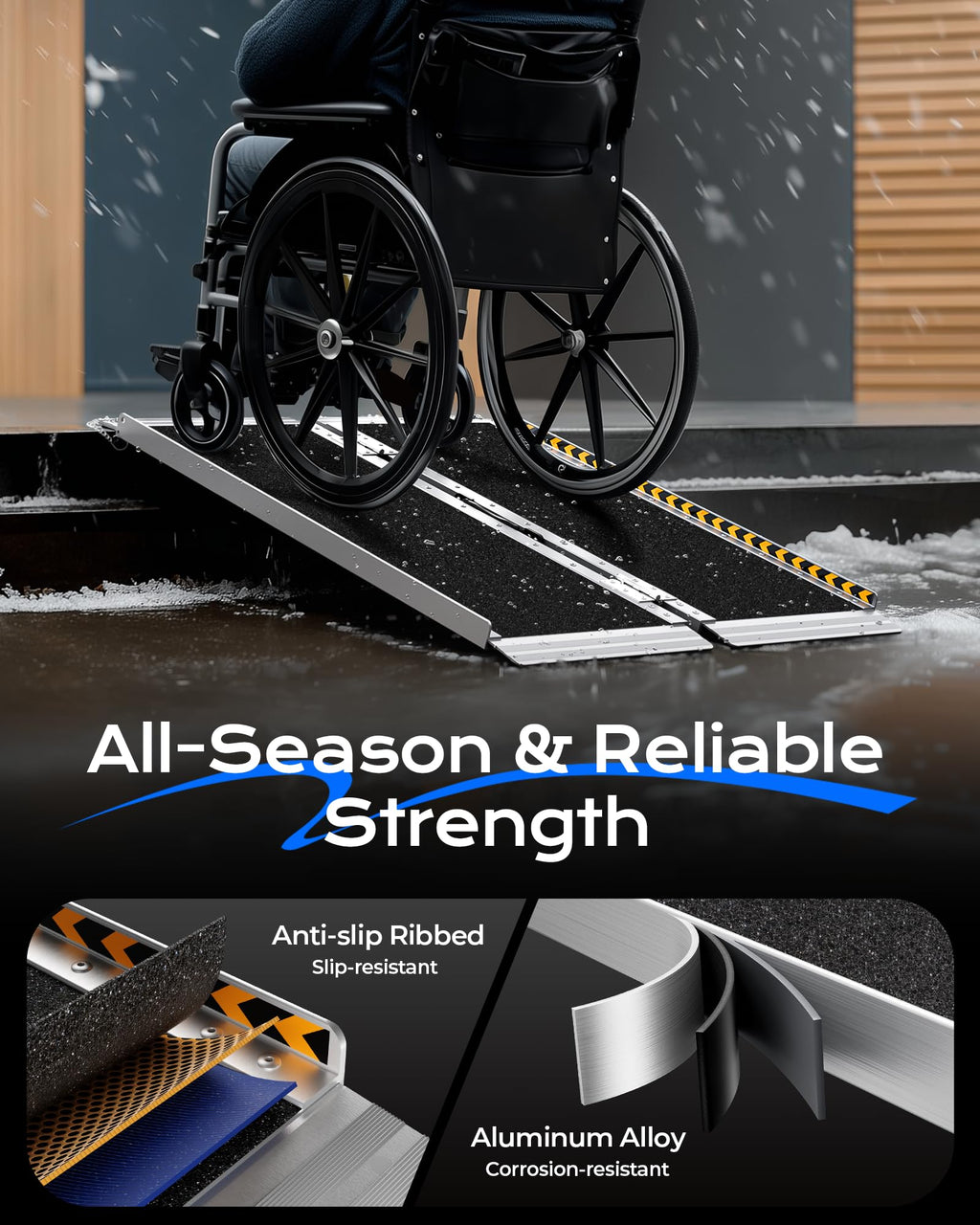Portable Wheelchair Ramps 3FT for Home Steps, Non-Skid, Aluminum