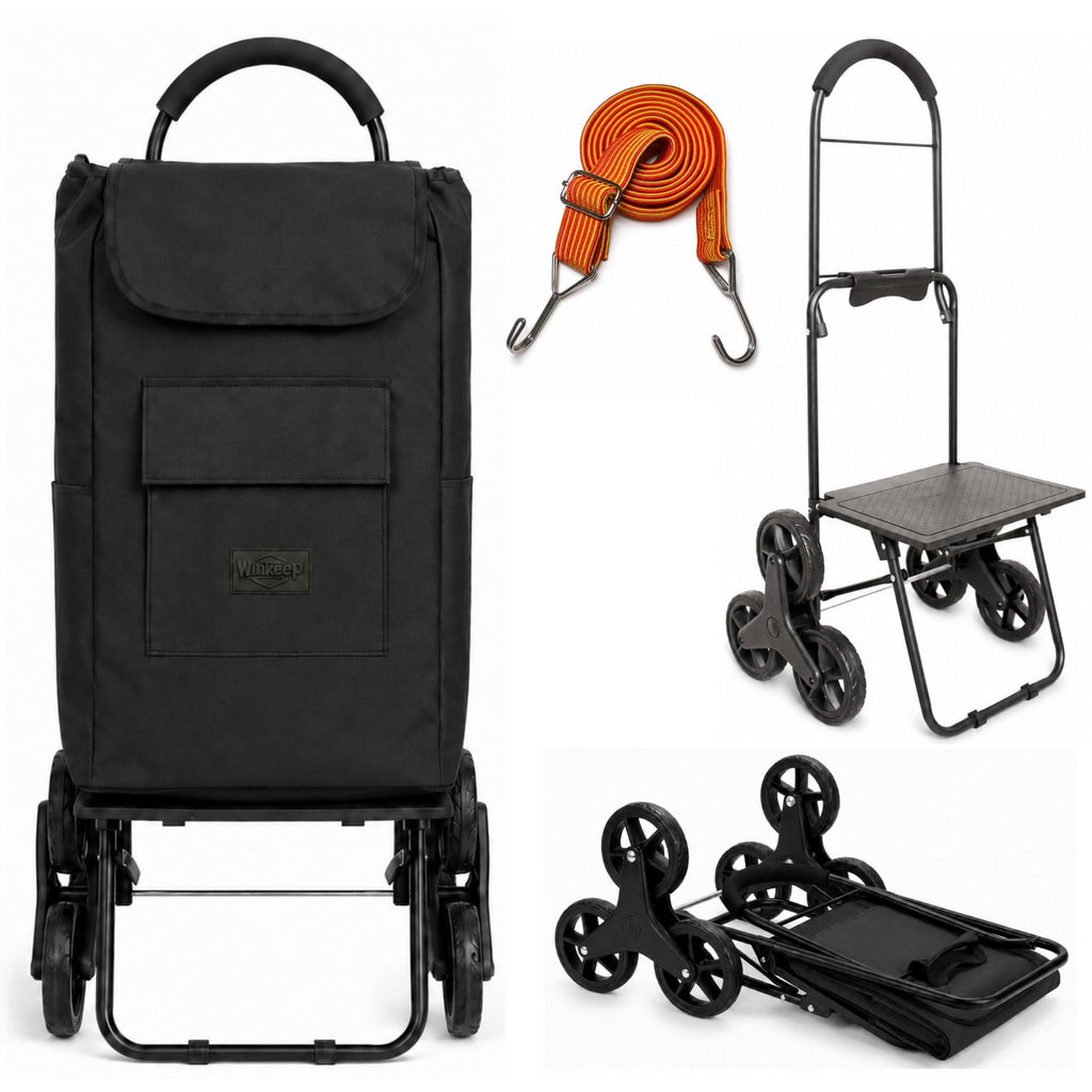 Shopping Cart, Super Loading Stair Climber 220 lbs Capacity, Grocery Foldable Trolley with Extra Large Shopping Bag Laundry Utility Cart with