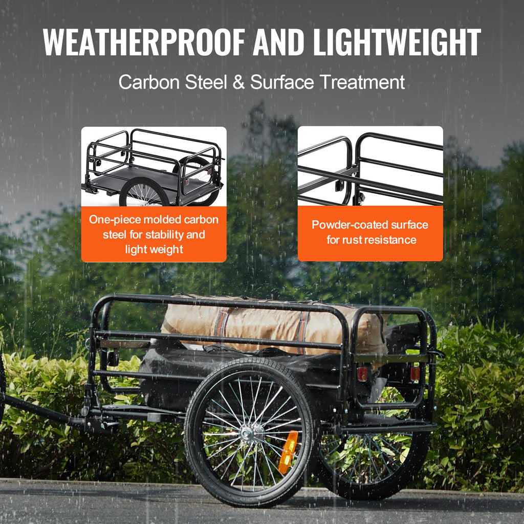VEVOR Bike Cargo Trailer, 60/88/100/130/160 lbs Load Capacity, Heavy-Duty Bicycle Wagon Cart, Foldable Compact Storage with Universal Hitch
