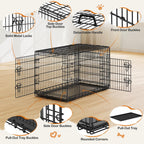 Yaheetech 42inch Double Door Dog Crate w/Divider, Collapsible Metal Kennel