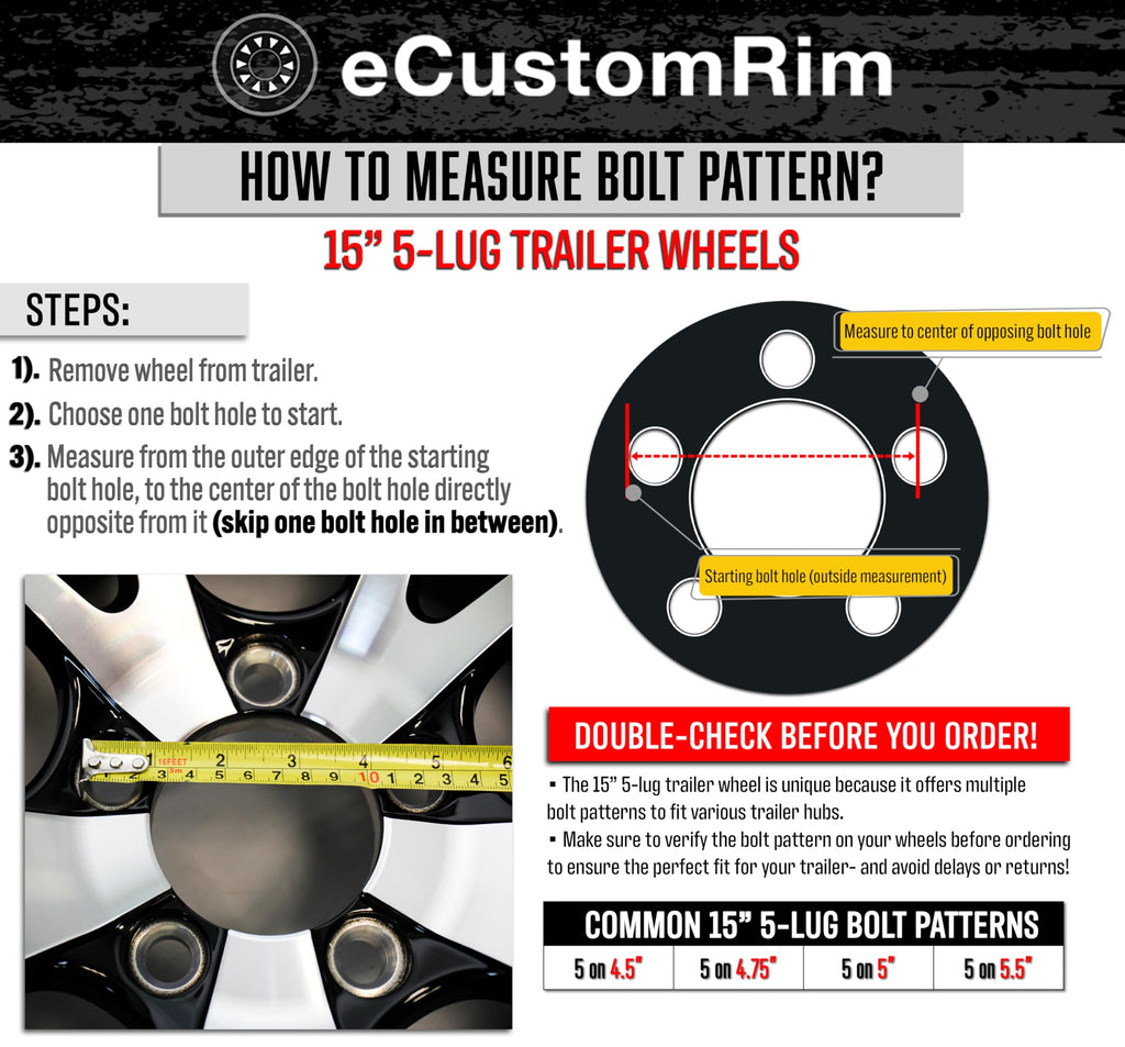 eCustomrim 2-Pack Trailer Tire Rim Assembly ST175/80D13 B78-13 5 Lug LRC