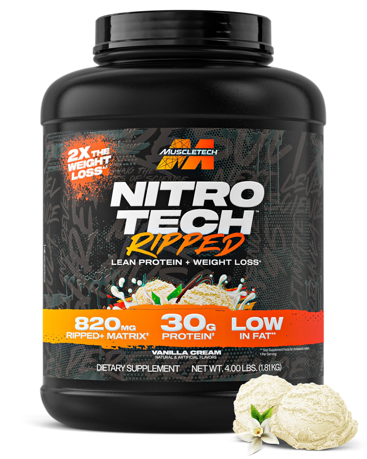 MuscleTech Whey Protein Powder (Vanilla Cream, 4LB) - 30g Protein