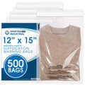12" X 15" (500 Count) Self Seal Clear Poly Bags with Suffocation Warning