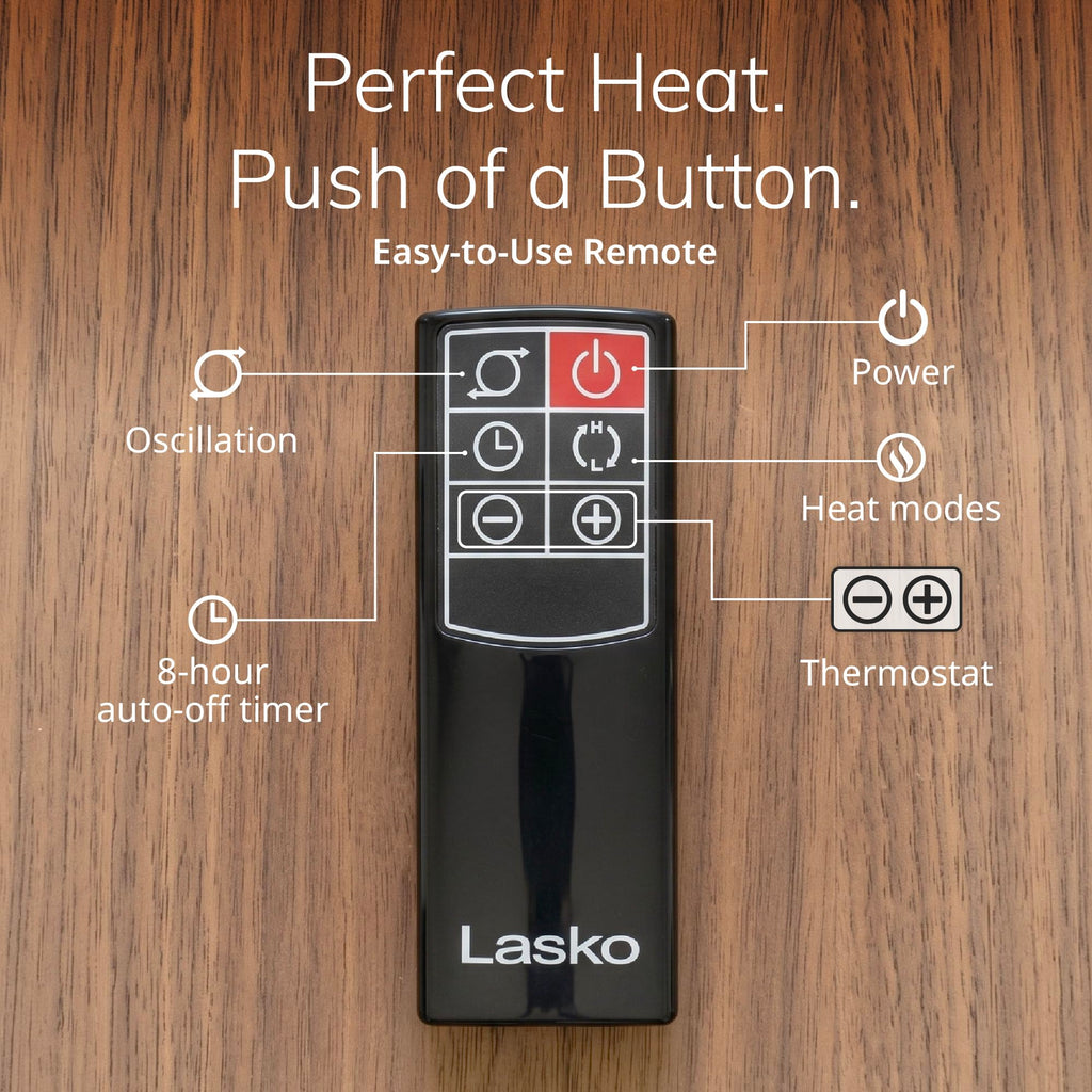 Lasko Oscillating Digital Ceramic Tower Heater for Home with Adjustable Thermostat, Timer and Remote Control, 23 Inches, 1500W, Silver, 755320