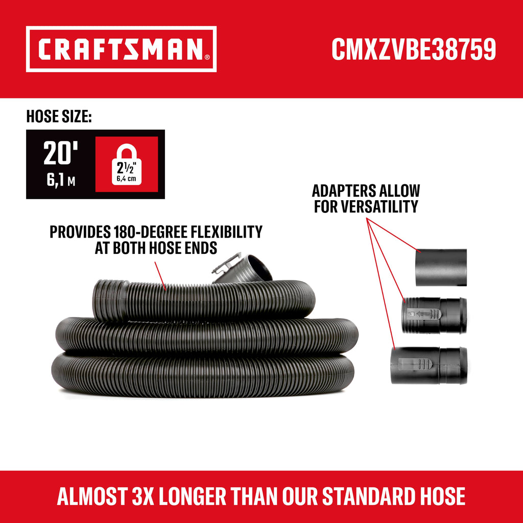 CRAFTSMAN CMXZVBE38759 2-1/2 in. x 20 ft. POS-I-LOCK Wet Dry Vacuum Hose