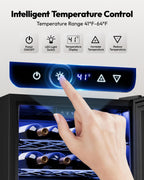 EUHOMY 25 bottle Wine Cooler Refrigerator, Wine Fridge Glass Door, Black