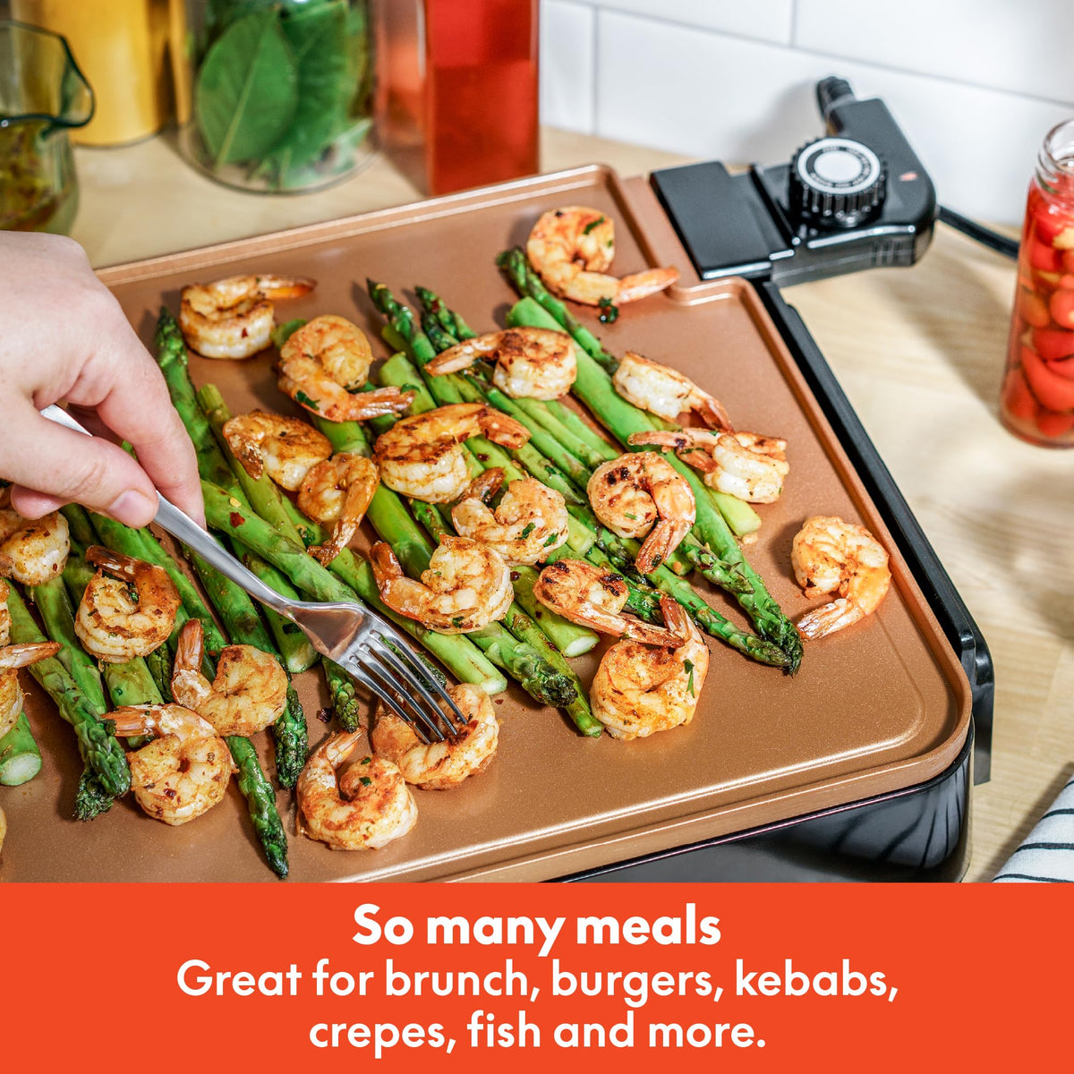 bella XL Electric Ceramic Titanium Griddle, Make 15 Eggs At Once, Healthy-Eco Non-stick Coating, Hassle-Free Clean Up, Large Submersible Cooking