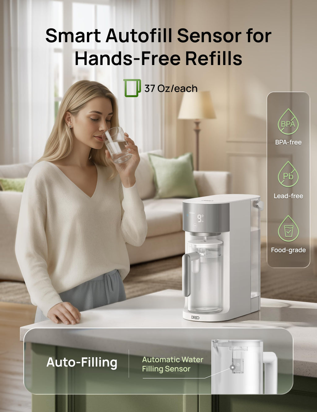 DREO Reverse Osmosis Water Filter System Countertop, RO Water Filter 112 3L