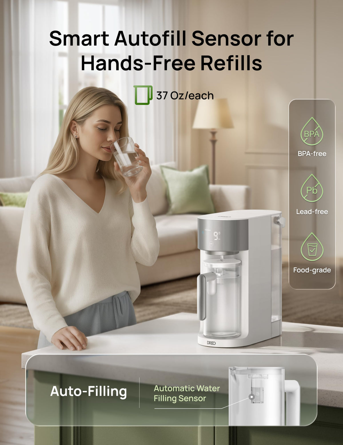 DREO Reverse Osmosis Water Filter System Countertop, RO Water Filter 112 3L