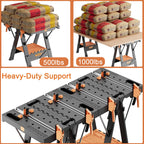Portable Folding Work Bench Table 2-in-1 with 2 Clamps & 6 Bench Dogs