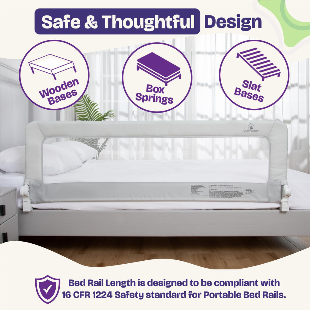 ComfyBumpy Bed Rail for Toddlers, 55.5" Long, Extra-Padded, Swing-Down