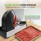 Nutrichef Electric Meat Slicer | 200W Automatic Meat, Deli & Bread Slicer | Adjustable Dial for 0-15mm Cutting Range Thickness | Removable 7.5 IN