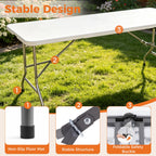 Sweetcrispy 6 FT Folding Picnic Table, Easy to Fold and Store