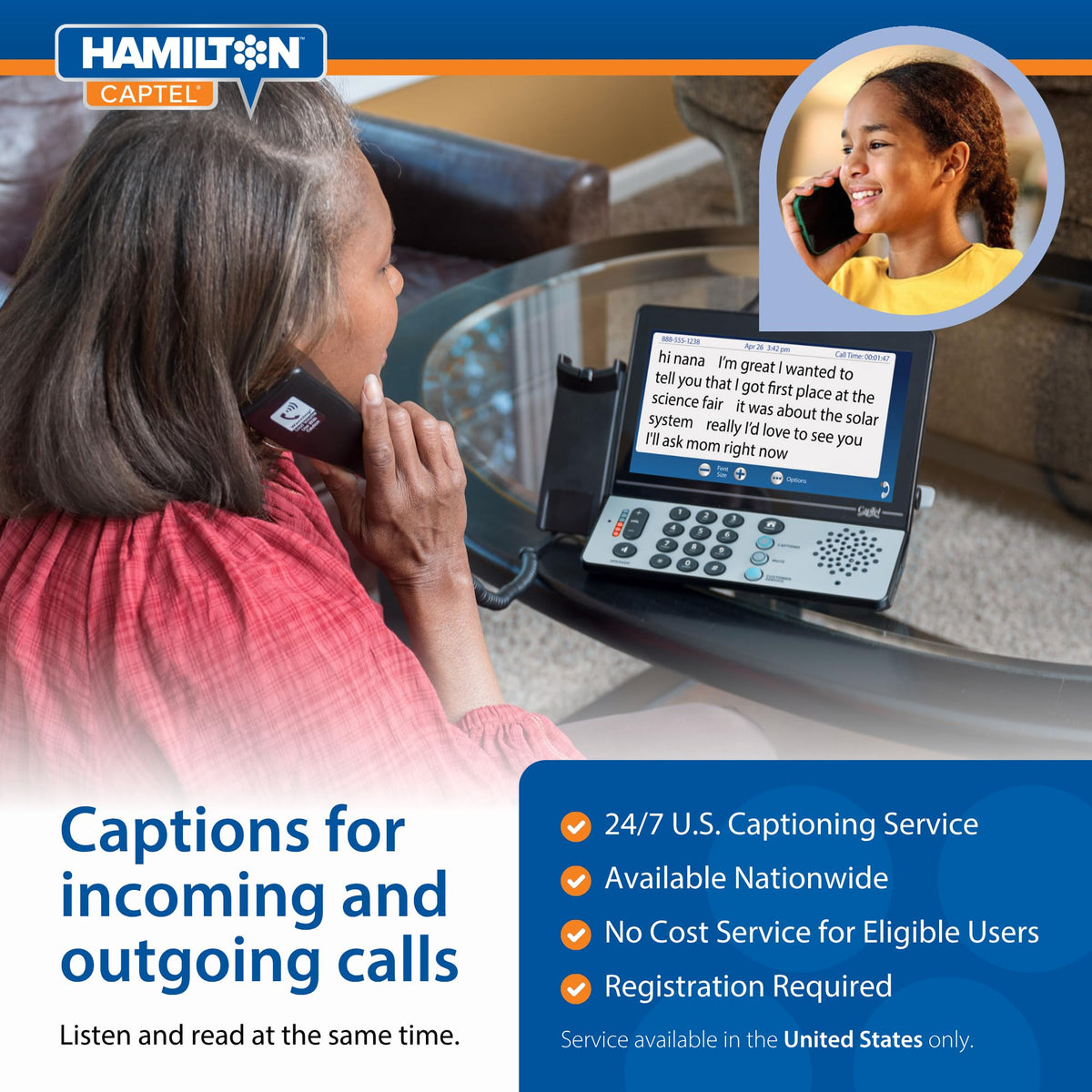 Hamilton CapTel 2400iSPNBT Large Touch Screen Captioned Telephone