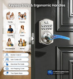 Veise KS04 Keypad Door Lock with Zinc Alloy Handle, Satin Nickel