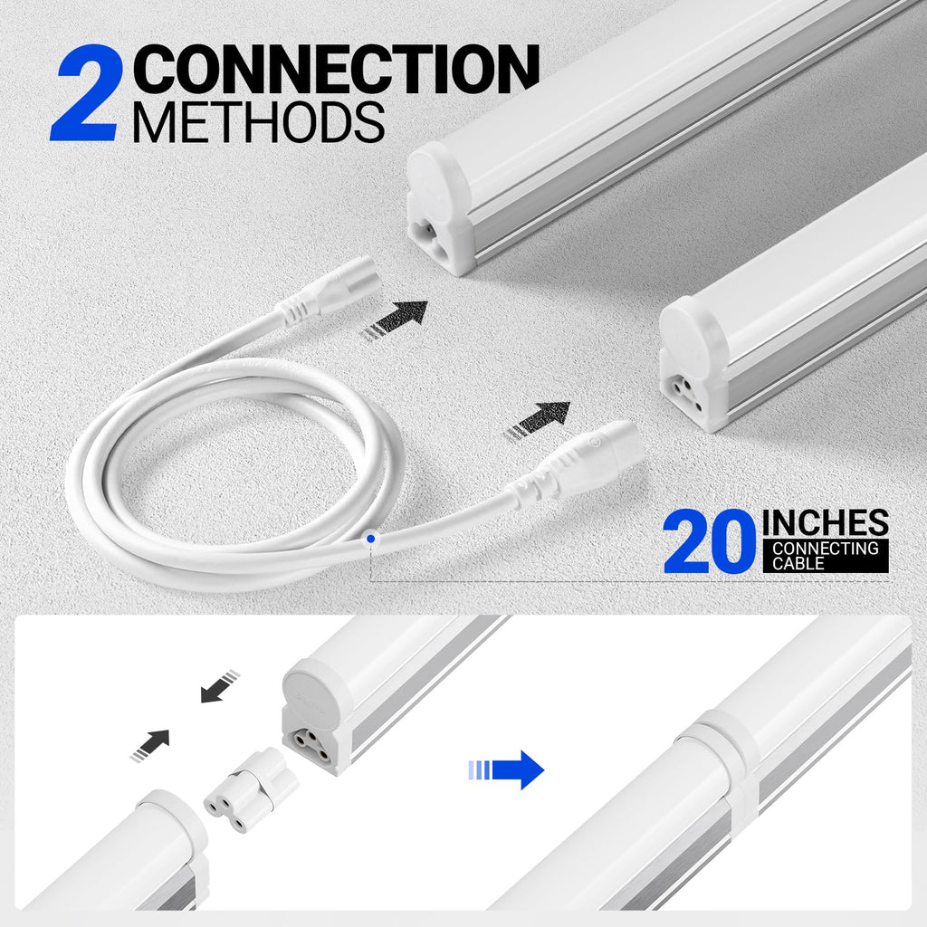 Barrina LED T5 Integrated Single Fixture, 4FT, 2200lm, 6500K 20W, 6 Packs