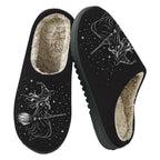 PMVFHDE Halloween Fuzzy Winter Ons Witch Print Flat Indoor Footwear For Home Sole Warm Comfortable Women’s Shoes Black - 10