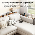 Kitstorack 2-Pack Narrow Console Table with Adjustable Height (25"-33") & 2 Power Outlets, Skinny Behind Couch Table, 78.8" Long x 5.9" Wide Sofa
