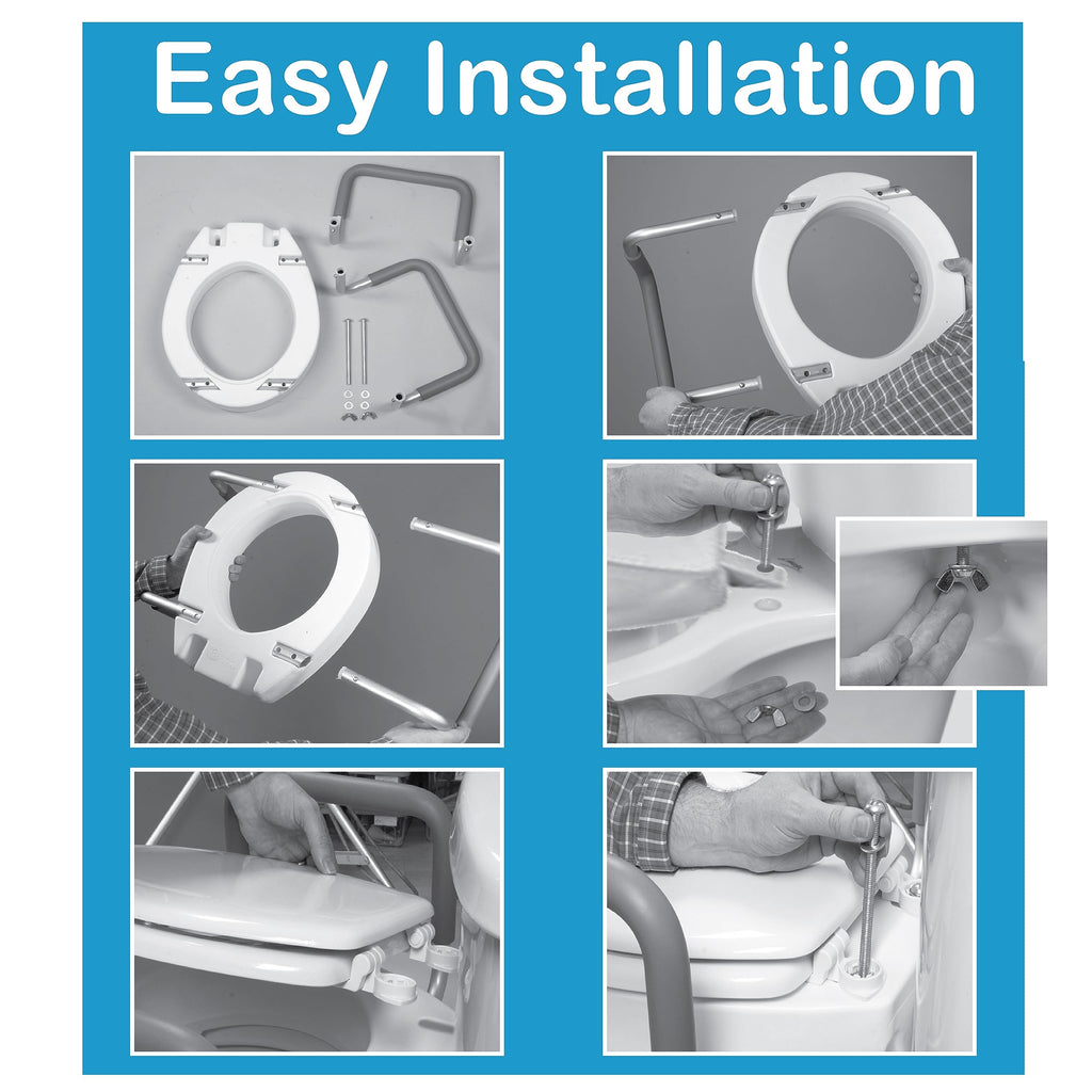 Carex 3.5 Inch Raised Toilet Seat with Arms, Elongated Toilet Seat Riser, Up to 250 lbs Capacity, Elevating & Raising Seat for Elderly & Handicap