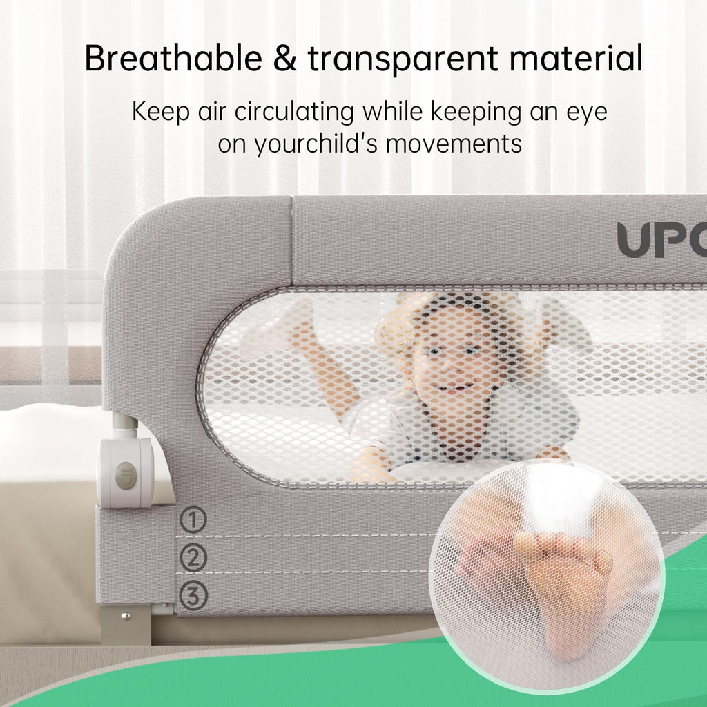 UPGOGO Folding Bed Rail for Toddlers, Grey, 71"L x 23.6" H