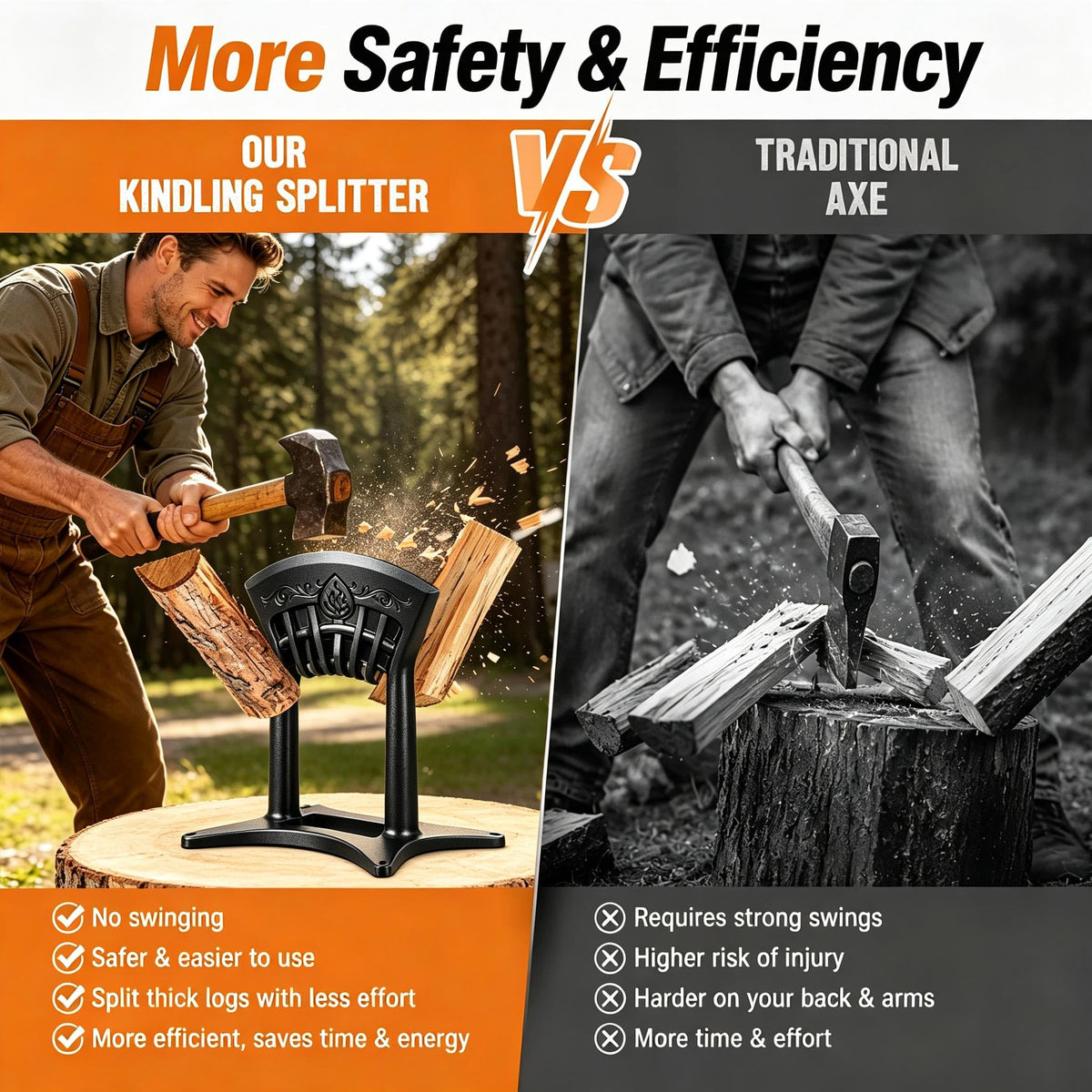 Kindling Splitter XL, Heavy Duty Wood Splitters for Firewood