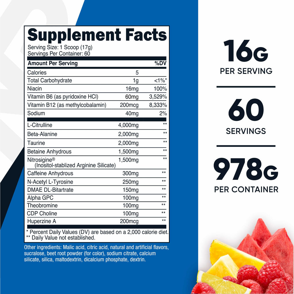 Nutricost Pre-X Xtreme Pre-Workout Complex Powder (Fruit Punch) 60 Servings