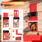 Solar Automatic Chicken Coop Door, Programmable Remote with 6 Modes (Red)