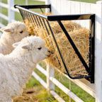 Goats Hay Feeder, 35.5'' Long, Heavy Duty Iron Wall Hay Rack, Blanket Holder, Large Capacity for Goats,Horses,Cattle and Other Livestock, Farm Indoor
