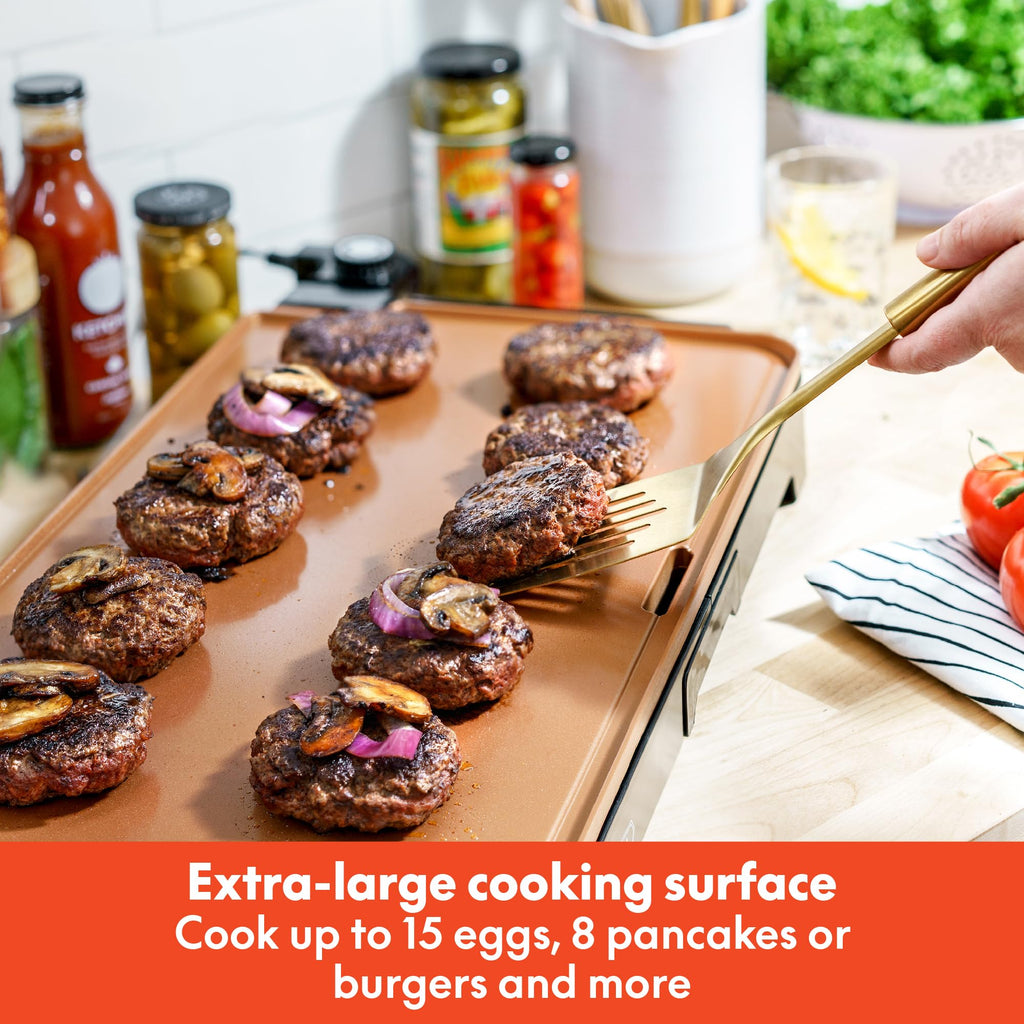 bella XL Electric Ceramic Titanium Griddle, Make 15 Eggs At Once, Healthy-Eco Non-stick Coating, Hassle-Free Clean Up, Large Submersible Cooking