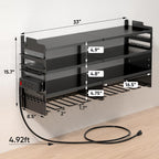 Large Power Tool Organizer Wall Mount with Charging Station,4 Layer Heavy Duty Metal Tool Storage Rack Loads 600lbs with 8 Cordless Drill Holder