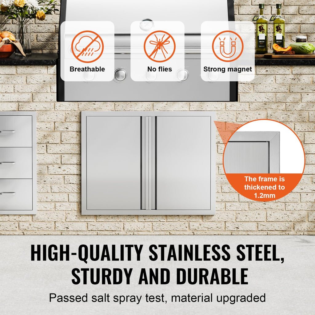 VEVOR BBQ Access Door 31" W x 24" H Double Outdoor Kitchen Vertical Door