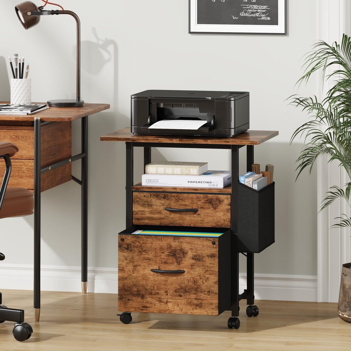 GYIIYUO 2 Drawer File Cabinet 24''W, Mobile Filing Cabinet, Printer Stand