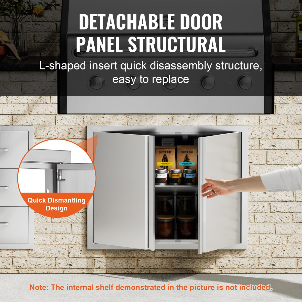 VEVOR BBQ Access Door 31" W x 24" H Double Outdoor Kitchen Vertical Door