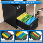 2 Drawer File Cabinet with Lock Vertical Filing Storage Cabinet Office Home Steel Vertical File Cabinets for Letter Size File Cabinet Locked,Assembly