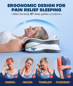 5X Pain Relief Cervical Neck Pillow for Neck Support, Ergonomic Cooling Side Sleeper Pillow for Sleeping, Odorless Contour Memory Foam Pillows