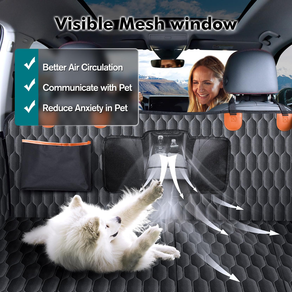 L Back Seat Extender for Dogs,Hard Bottom,Waterproof,400 lb,Black