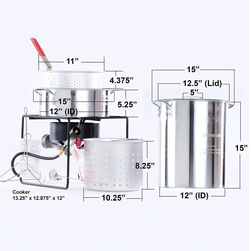 King Kooker Propane Outdoor Fry Boil Package with 2 Pots, silver, one size (12RTFBF3)