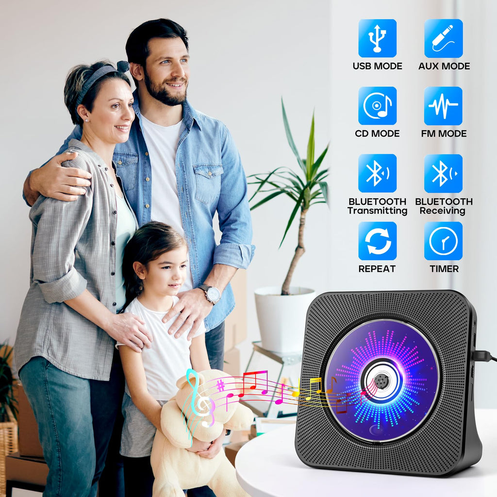 Portable CD Player with Bluetooth, Hi-Fi Speakers & FM Radio