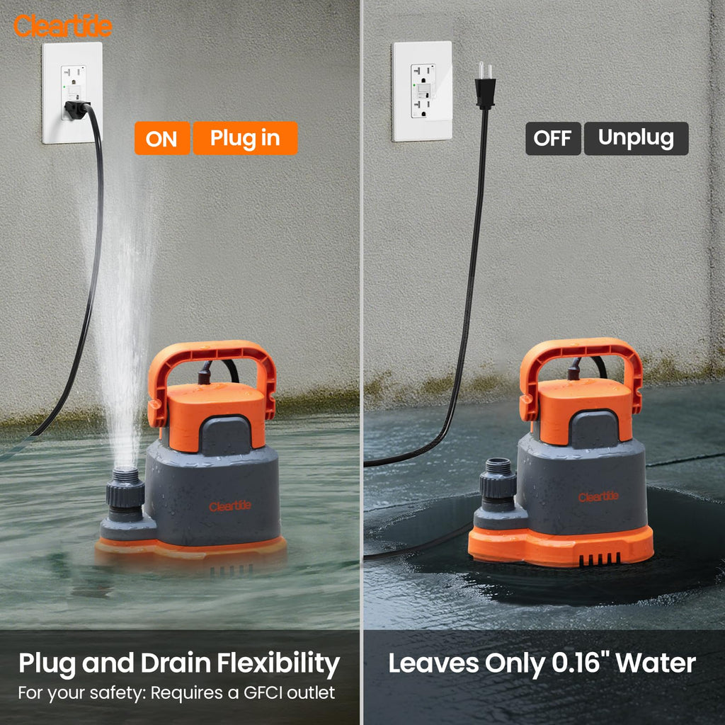 Submersible Utility Water Pump, 2400 GPH Portable Sump Pump with Copper Motor, Plug and Work for Pond, Garden Watering, Pool Transfer, Hot Tub