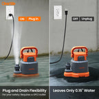 Submersible Utility Water Pump, 2400 GPH Portable Sump Pump with Copper Motor, Plug and Work for Pond, Garden Watering, Pool Transfer, Hot Tub