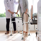 Vaunn Medical Adjustable Toilet Safety Rail for Seniors, Foldable Toilet Safety Frame for Elderly Adults, Bathroom Grab Bar Handle, Toilet Handle for