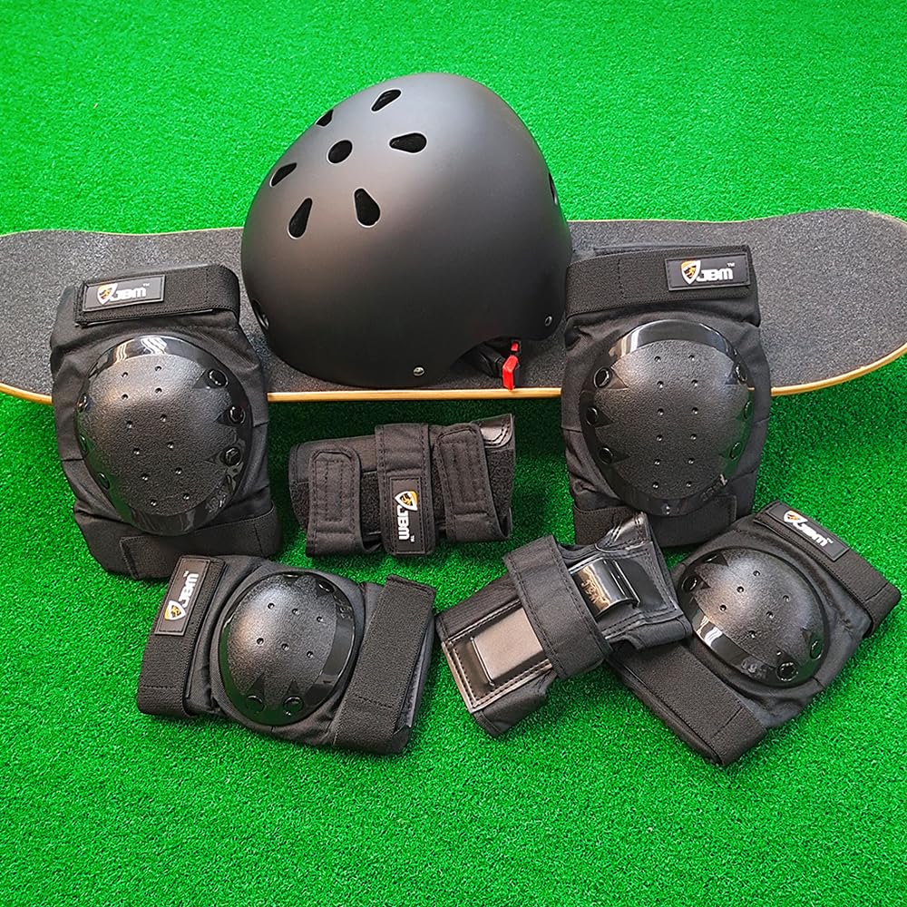 JBM Adult & Kid Skating Protective Gear Set for Beginner to Advanced, Skateboard Helmet Knee and Elbow Pads with Wrist Guards for Inline Roller