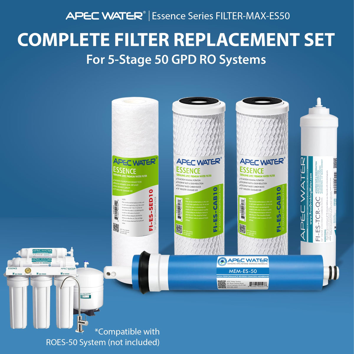 APEC Essence Series 50 GPD Complete Replacement Filter for Undersink System(FILTER-MAX-ES50)