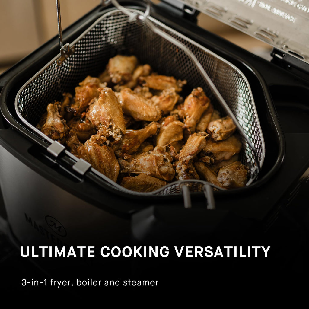 Masterbuilt® 3-in-1 10 Liter XL Electric Turkey Fryer plus Boiler and Steamer Combination with Drain Basket and Breakaway Safety Cord in Stainless