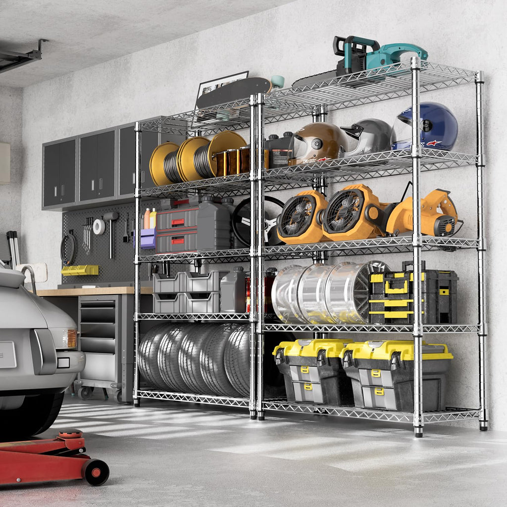 M MZG 1750 LBS Storage Shelves 5-Tier Utility Shelving Unit Steel Organizer Wire Rack for Home,Kitchen,Office,Garage, Capacity 17.7" D x 47.2" W x